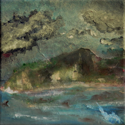 Trópus, vihar előtt (study), 20 x 20 cm, oil on canvas, 2022