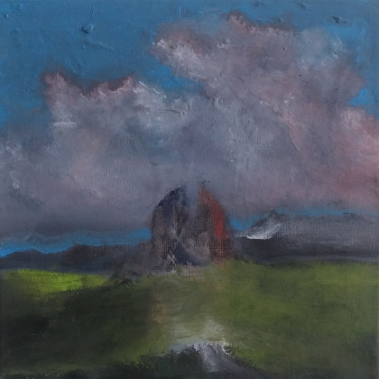 Romok - Ruins (study), 20 x 20 cm, oil on canvas, 2019