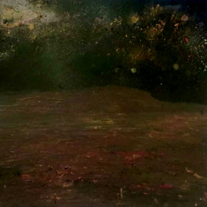 Halott táj tűzijátékkal, 29,5 x 29,5 cm, oil on wood, 2016