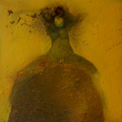 Beehive Lady, 29,5 x 29,5 cm, oil on wood, 2016