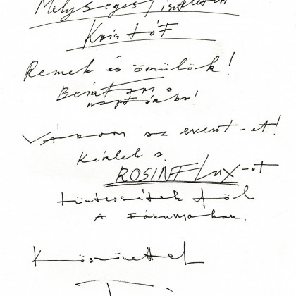 T. Bali leaving letter on Erdődy's studio door